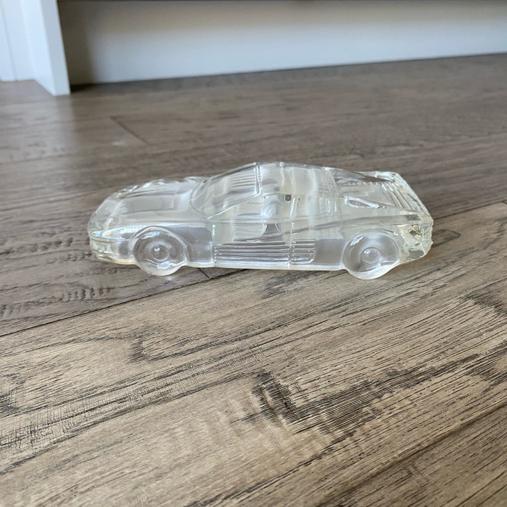 Vintage Ferrari Testarossa Glass Model Paperweight Italian Crystal